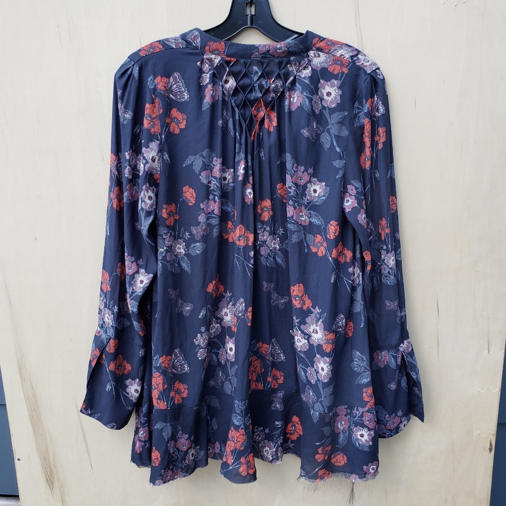 Free People Blue Pebble Crepe Bouse - Boho - XS - Picture 15 of 16